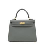 Pre-owned Leather handbags Hermès Vintage , Gray , Dames