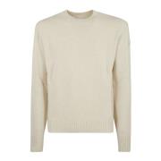 Casual Crew Neck Sweater Moncler , Beige , Heren