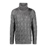 Geribbelde Turtleneck Trui Saint Laurent , Gray , Heren