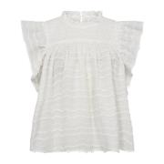 Witte Wave Top met Ruches Mouwen Co'Couture , White , Dames