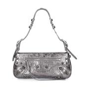 Metallic Schoudertas met Verstelbare Band Balenciaga , Gray , Dames