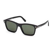 Heren zonnebril Groene lenzen Zwart frame Tom Ford , Black , Heren