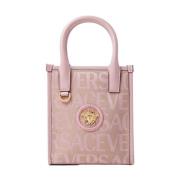 Logo Jacquard Mini Tote Tas Versace , Pink , Dames