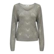 Grijze V-hals gebreide kleding voor vrouwen Jacqueline de Yong , Gray ...