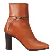 Elegante Leren Enkellaarzen Celine , Brown , Dames