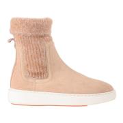 Beige Leren Enkellaarzen Santoni , Beige , Dames