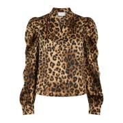 Luipaardprint Blouse Rosslyn Stijl Neo Noir , Brown , Dames