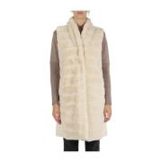 Ivoor Gewatteerde Mouwloze Lange Vest Marella , Beige , Dames