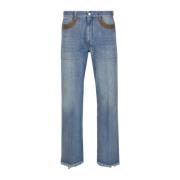 Straight Leg Jeans Fendi , Blue , Heren