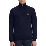 Blauwe Klassieke Half Zip Trui Fred Perry , Blue , Heren