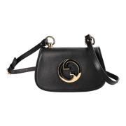 Mini Blondie Crossbody Tas met Metalen GG Logo Gucci , Black , Dames