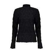 Lange Mouw Top Structuur Geisha , Black , Dames