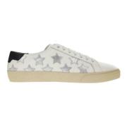 Klassieke Leren Sneakers met Applicaties Saint Laurent , White , Dames