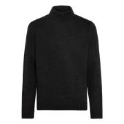 Merino wol Mock Polo Neck Jumper Boggi Milano , Black , Heren