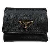 Pre-owned Leather wallets Prada Vintage , Black , Dames