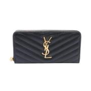 Pre-owned Leather wallets Yves Saint Laurent Vintage , Black , Dames