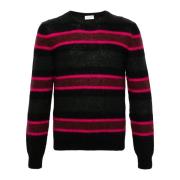 Gestreepte Mohair Wol Trui Saint Laurent , Black , Heren