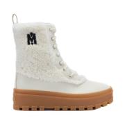 Leren en Shearling Enkellaarzen Mackage , White , Dames