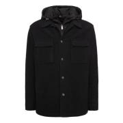 Link Shirt Jacket van Wol met Bib Boggi Milano , Black , Heren