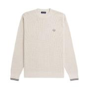 Crème Crew Neck Sweater Aw24 Fred Perry , White , Heren