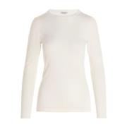 Luxe Cashmere Crewneck Pullover Brunello Cucinelli , White , Dames