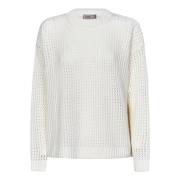 Witte Wollen Trui met Ribdetails Herno , White , Dames