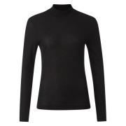 EcoVero Rib Lurex Coltrui Longsleeve Rich & Royal , Black , Dames