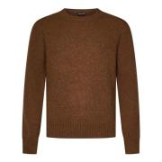 Bruine Ribgebreide Crewneck Sweater Alpaca Tom Ford , Brown , Heren