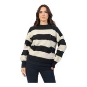 Geborduurde Crewneck Trui Crème/Zwart Guess , Multicolor , Dames