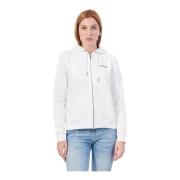 Witte hoodie met rits en zakken Guess , White , Dames