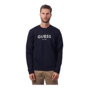 Blauwe Crewneck Katoenen Trui Guess , Blue , Heren