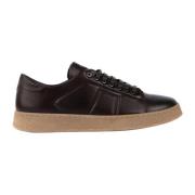 Bruine leren sneakers Ronde neus Vetersluiting Exton , Brown , Heren