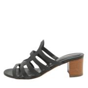 Pre-owned Leather sandals Hermès Vintage , Black , Dames