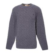 Heren Crewneck Sweater met Vlechtontwerp Timberland , Gray , Heren