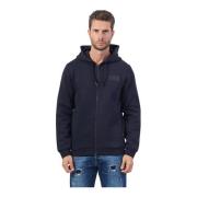 Blauwe hoodie met volledige rits en zakken Emporio Armani , Blue , Her...