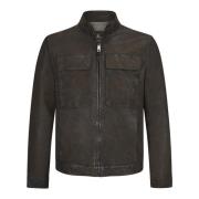 Italiaans Leren Bikerjack Milestone , Brown , Heren