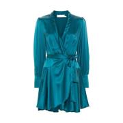 Teal Blue Zijden Wikkeljurk Zimmermann , Blue , Dames