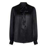 Zwarte Zijden Lavaliere Kraag Shirt Tom Ford , Black , Dames