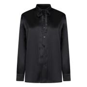 Zwarte zijden overhemd met gerimpeld detail Tom Ford , Black , Dames