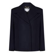 Blauwe Double-Breasted Wollen Jas Victoria Beckham , Blue , Dames