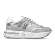 Zilveren Hoge Top Sneakers Vrouwen Premiata , Gray , Dames