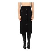 Geribbelde gebreide midi-jurk met knopen Twinset , Black , Dames