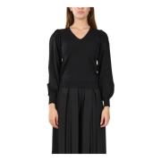 Stretch Viscose Top Twinset , Black , Dames