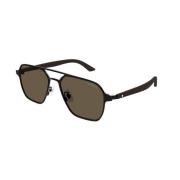 Bruine Lens Zwarte Frame Zonnebril Montblanc , Black , Unisex