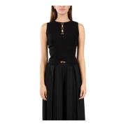 Mouwloze Stretch Top met Metalen Details Twinset , Black , Dames