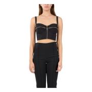 Balconette Zip Motif Bustier Top Elisabetta Franchi , Black , Dames