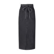 Denim Rok met Vetersluiting Hugo Boss , Gray , Dames