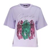 Elegant paars T-shirt met stijlvolle print Cavalli Class , Purple , Da...