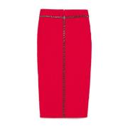 Karmozijn Herringbone Gebreide Rok Elisabetta Franchi , Red , Dames