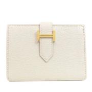 Pre-owned Leather wallets Hermès Vintage , White , Dames